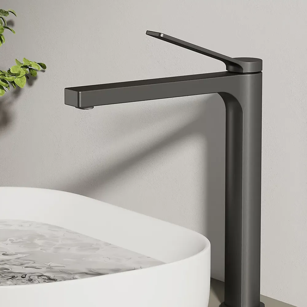 EMKE Robinet Lavabo Salle de Bain 335x233x46 mm Anthracite, Mitigeur en Cuivre, Robinet de Cuisine, Cartouche Céramique