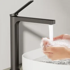 EMKE Robinet Lavabo Salle de Bain 335x233x46 mm Anthracite, Mitigeur en Cuivre, Robinet de Cuisine, Cartouche Céramique