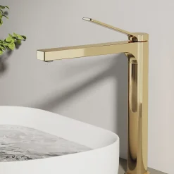 EMKE Robinet Lavabo Salle de Bain 335x233x46 mm Or Champagne, Mitigeur en Cuivre, Robinet de Cuisine , Cartouche Céramique