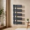 EMKE Sèche Serviettes à Eau Chaude pour Salle de Bain,127 x 60cm,Tuyaux Ronds Porte-Serviettes,Chauffe-Serviettes,Anthracite 776W