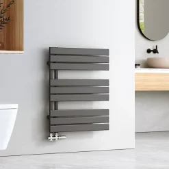 Sèche-Serviettes Eau Chaude|EMKE Sèche serviettes à Eau Chaude Panneau Plat, Sèche-serviettes connexion latérale pour, Anthracite 762x600mm 503Watts