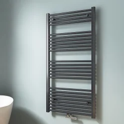 Sèche-Serviettes Eau Chaude|EMKE Sèche-serviette eau chaude, Radiateur sèche-serviettes raccordement central Anthracite 120x60cm 598Watts
