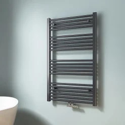 Sèche-Serviettes Eau Chaude|EMKE Sèche-serviette eau chaude, Radiateur sèche-serviettes raccordement central Anthracite 100x60cm 498Watts