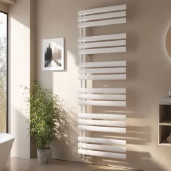 EMKE Sèche-serviette eau chaude à raccord latéral, radiateur sèche-serviettes blanc 174 x 60 cm, 782 W
