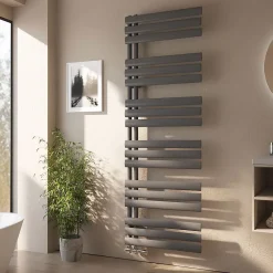 Sèche-Serviettes Eau Chaude|EMKE Sèche-serviette eau chaude à raccord latéral, radiateur sèche-serviettes anthracite 174 x 60 cm, 823 W
