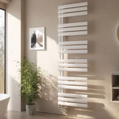 EMKE Sèche-serviette eau chaude à raccord latéral, radiateur sèche-serviettes blanc 174 x 50 cm, 683 W