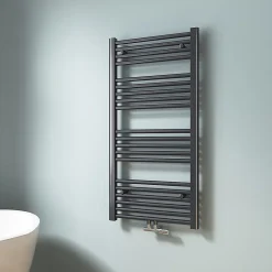 Sèche-Serviettes Eau Chaude|EMKE Sèche-serviette eau chaude, Radiateur sèche-serviettes raccordement central Anthracite 100x50cm 427Watts