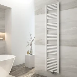Sèche-Serviettes Eau Chaude|EMKE Sèche-serviette eau chaude, Radiateur sèche-serviettes raccordement central Blanc 180x40cm 618Watts