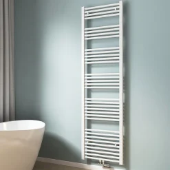 EMKE Sèche-serviette eau chaude, Radiateur sèche-serviettes raccordement central Blanc 180x50cm 739Watts