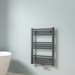 EMKE Sèche-serviette eau chaude, Radiateur sèche-serviettes raccordement central Anthracite 75x50cm 291Watts