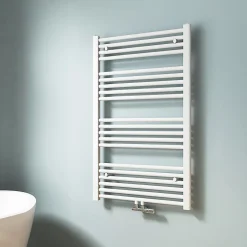 EMKE Sèche-serviette eau chaude, Radiateur sèche-serviettes raccordement central Blanc 100x60cm 498Watts