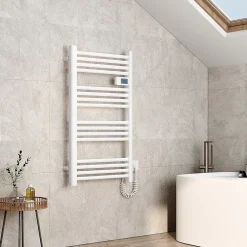 Sèche-Serviettes Électrique|EMKE Sèche-serviette électrique Aluminium Commande tactile Température réglable - 960 x 540 mm Blanc 500W