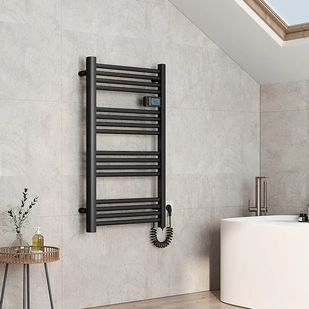 Sèche-Serviettes Électrique|EMKE Sèche-serviette électrique Aluminium Commande tactile Température réglable - 960 x 540 mm Noir 500W