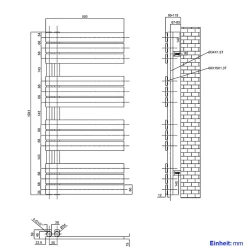 EMKE Sèche-serviettes à Eau Chaude Panneau Plat, Sèche-serviettes connexion latérale pour, Anthracite 1041x500mm 555Watts