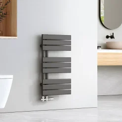 Sèche-Serviettes Eau Chaude|EMKE Sèche-serviettes à Eau Chaude Panneau Plat, Sèche-serviettes connexion latérale pour, Anthracite 762x400mm 360Watts