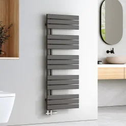EMKE Sèche-serviettes à Eau Chaude Panneau Plat, Sèche-serviettes connexion latérale pour, Anthracite 1320x500mm 695Watts