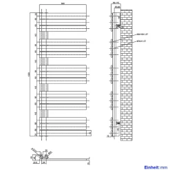 EMKE Sèche-serviettes à Eau Chaude Panneau Plat, Sèche-serviettes connexion latérale pour, Anthracite 1320x500mm 695Watts