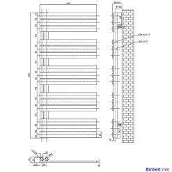 EMKE Sèche-serviettes à Eau Chaude Panneau Plat, Sèche-serviettes connexion latérale pour, Anthracite 1320x600mm 838Watts