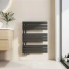 EMKE Sèche-serviettes à Eau Chaude Panneau Plat, Sèche-serviettes connexion latérale pour, Noir 762x600mm 479Watts