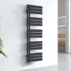 Sèche-Serviettes Eau Chaude|EMKE Sèche-serviettes à Eau Chaude Panneau Plat, Sèche-serviettes connexion latérale pour, Noir 1320x400mm 570Watts