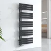Sèche-Serviettes Eau Chaude|EMKE Sèche-serviettes à Eau Chaude Panneau Plat, Sèche-serviettes connexion latérale pour, Noir 1320x500mm 661Watts