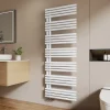 EMKE Sèche-Serviettes à Eau Chaude Design Rond, Chauffe-Serviettes Mural Blanc 1660x600mm 1075W