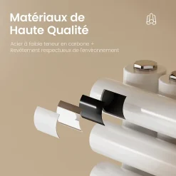 EMKE Sèche-Serviettes à Eau Chaude Design Rond, Chauffe-Serviettes Mural Blanc 1660x600mm 1075W