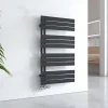 EMKE Sèche-serviettes à Eau Chaude Panneau Plat, Sèche-serviettes connexion latérale pour, Noir 1041x600mm 639Watts