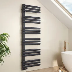 Sèche-Serviettes Eau Chaude|EMKE Sèche-Serviettes à Eau Chaude pour Salle de Bain, Radiateur Anthracite 174x60cm 823W