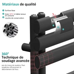 Sèche-Serviettes Eau Chaude|EMKE Sèche-Serviettes à Eau Chaude pour Salle de Bain, Radiateur Anthracite 174x60cm 823W