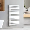 Sèche-Serviettes Eau Chaude|EMKE Sèche-serviettes à Eau Chaude Panneau Plat, Sèche-serviettes connexion latérale pour, Blanc 1041x600mm 639Watts