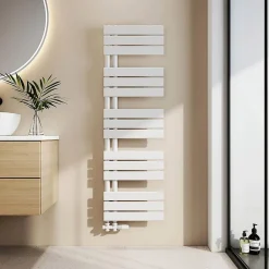 EMKE Sèche-serviettes Blanc à Eau Chaude, Radiateur Panneau Plat 1320x400mm, Raccord Latéral, 570W