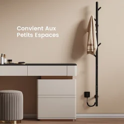 Sèche-Serviettes Électrique|EMKE Sèche-serviettes électrique WiFi Pure, noir givré, 150 x 12,5 cm, température réglable, minuterie