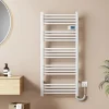Sèche-Serviettes Électrique|EMKE Sèche-Serviettes Électrique 1200 x 540 mm,Porte-serviettes de salle de bain avec interrupteur tactile et minuterie,Blanc,600W