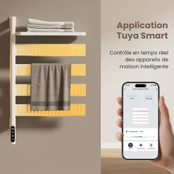 Sèche-Serviettes Électrique|EMKE Sèche-serviettes électrique, rotatif à 180, 76 x 45 cm, sèche-serviettes et radiateur pour salle de bain, blanc brillant