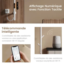 EMKE Sèche-serviettes électrique WiFi Pure, blanc brillant, 150 x 12,5 cm, température réglable, minuterie
