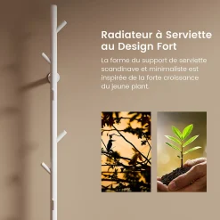 EMKE Sèche-serviettes électrique WiFi Pure, blanc brillant, 150 x 12,5 cm, température réglable, minuterie