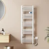 EMKE Sèche-Serviettes Électrique 1200 x 400 mm,Porte-serviettes de salle de bain avec interrupteur tactile et minuterie,Blanc,450W