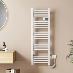 EMKE Sèche-Serviettes Électrique 1200 x 400 mm,Porte-serviettes de salle de bain avec interrupteur tactile et minuterie,Blanc,450W