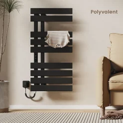 EMKE Sèche-Serviettes Électrique de salle de bain 1000 x 500 mm, Porte-serviettes chauffant électrique, Noir 350W