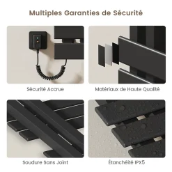 EMKE Sèche-Serviettes Électrique de salle de bain 1000 x 500 mm, Porte-serviettes chauffant électrique, Noir 350W