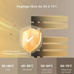 EMKE Sèche-Serviettes Électrique de salle de bain 1000 x 500 mm, Porte-serviettes chauffant électrique, Noir 350W