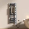 EMKE Sèche-serviettes électrique avec thermostat 120 x 40 cm, radiateur de salle de bain incurvé, gris anthracite, 500 watts