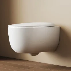 Wc Suspendu|EMKE Toilettes Suspendue 555x365x355 mm Blanc Brillant, Design Sans Bord, Abattant à Fermeture Douce et Démontage Facile