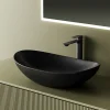 Vasque À Poser|EMKE Vasque à Poser 615 x 360 x 155 mm, Lavabo Ovale en Céramique pour Salle de Bain, Installation sur Comptoir, Finition Noir Mat