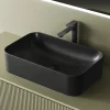 EMKE Vasque à Poser 610 x 380 x 150 mm, Lavabo Rectangulaire en Céramique pour Salle de Bain, Coins Arrondis R, Gris Foncé Mat