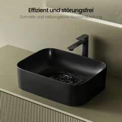 EMKE Vasque à Poser 610 x 380 x 150 mm, Lavabo Rectangulaire en Céramique pour Salle de Bain, Coins Arrondis R, Gris Foncé Mat