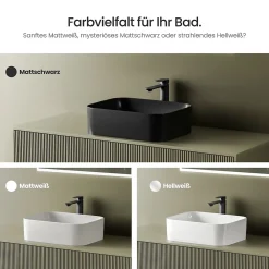 EMKE Vasque à Poser 610 x 380 x 150 mm, Lavabo Rectangulaire en Céramique pour Salle de Bain, Coins Arrondis R, Gris Foncé Mat