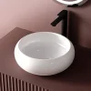 Vasque À Poser|EMKE Vasque à Poser Ronde 360 x 360 x 120mm, Lavabo de Salle de Bain en Céramique, Montage sur Comptoir, Blanc Brillant