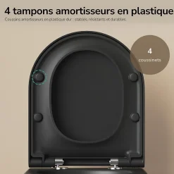 EMKE WC Suspendu Noir Mat en Céramique, Sans Bord, Double Chasse, Abattant UF Amovible Frein de Chute 360x365x490 mm
